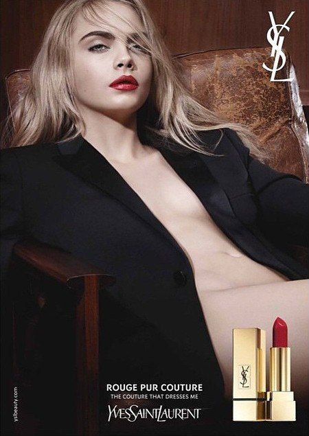 Cara Delevingne в рекламной кампании для YSL Rouge Pur Couture